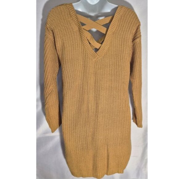 NO COMMENT sweater dress/long sweater, Gold knit in size Medium - Picture 14 of 16